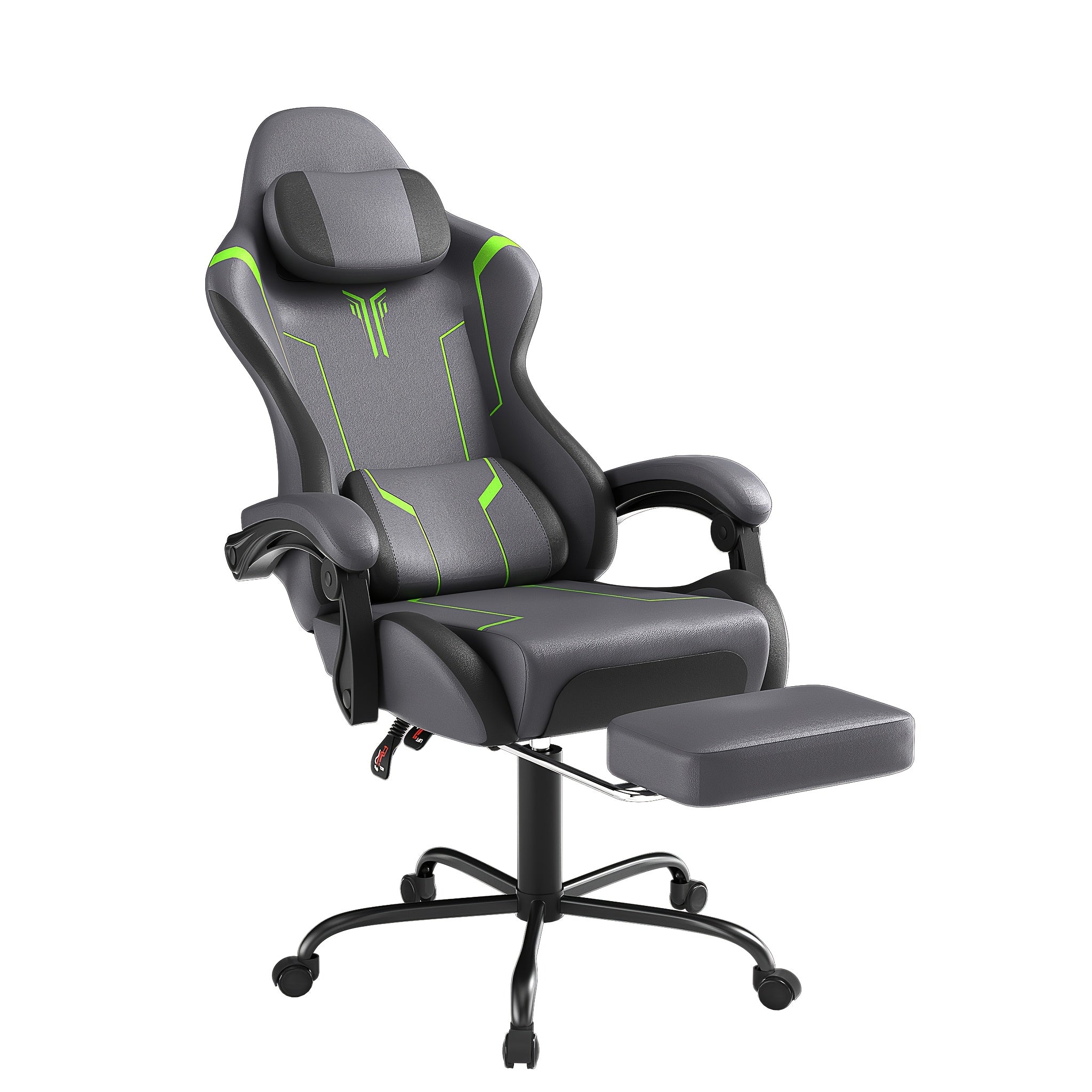 Gaming Chair Ergonomic with Adjustable Lumbar Cushion & Headrest Cushion & Armrests & Footrest Office Chair PC Computer Chair 135° Tilt Racing Gamer Chair, 150kg Load Capacity, Gaming Chairs for Gamers, Gaming Chair with Lum