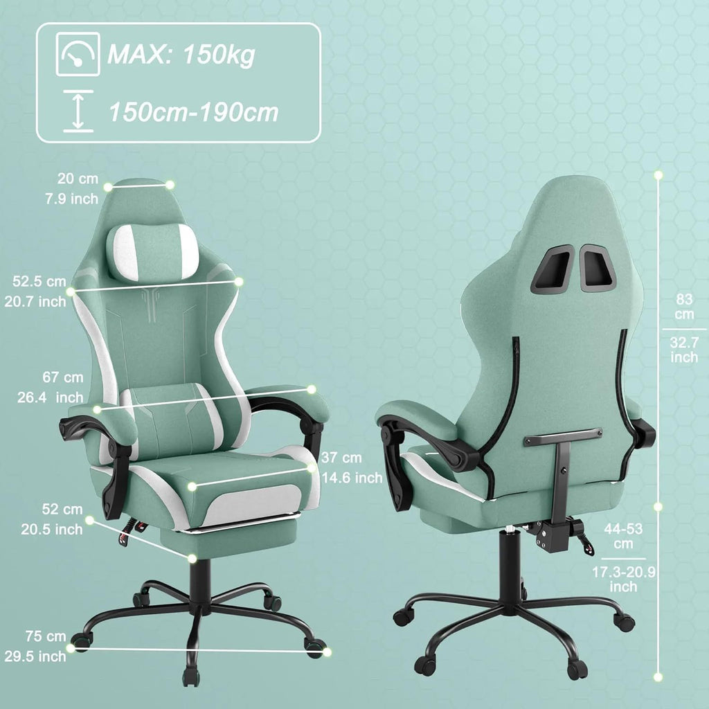 Ergonomic Gaming and Office Chair with Lumbar Support & Headrest Adjustable Height, Built in Footrest, 135kg Weight Capacity, Ideal for PC Gaming and Work, Pc Gaming Chair, Gaming Ergonomic Chair, Adjustable Computer Chair, S
