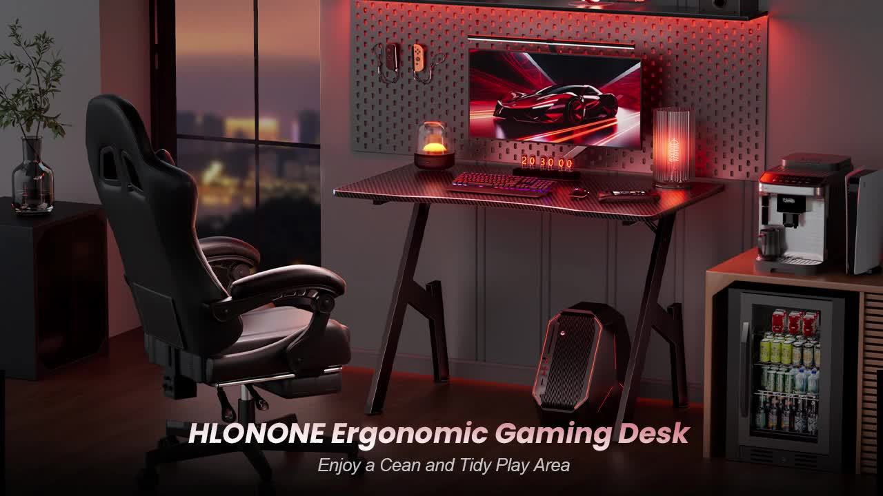 Office Tables Computer Workstations, A Shaped Computer Gaming Table, Office Desks Workstations with Carbon Fiber Surface, Sturdy PC Table for Gaming And Office, Black, 80/100cm, Furniture, Gift, Work From Home Setup, Gaming W